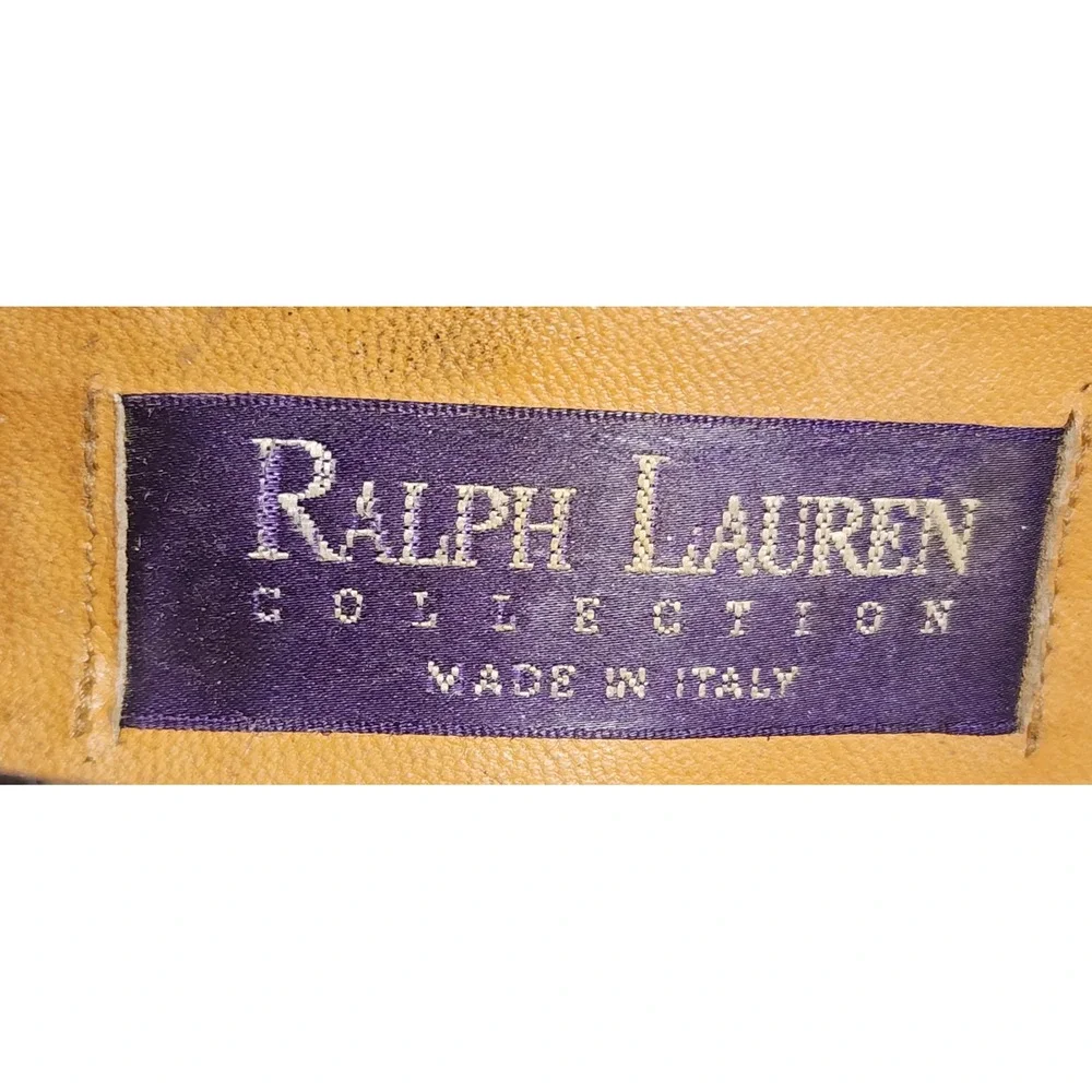 Purple Label Ralph Lauren  Black Cream Patent Leather  Loafers Size 37.5 READ